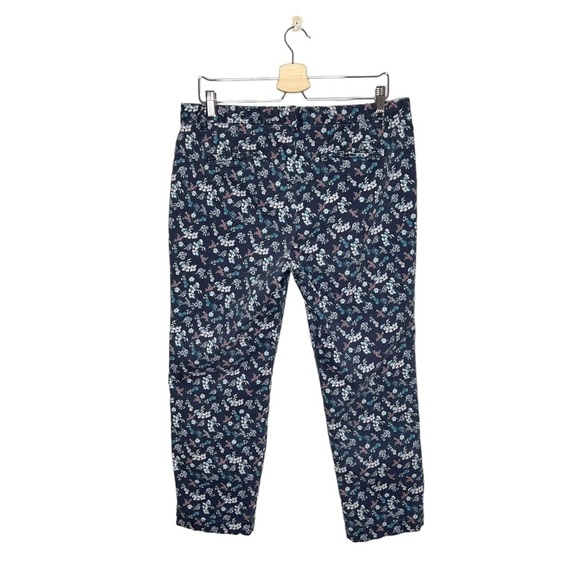 GAP Slim City Crop Twill Navy Blue Ditsy Floral Print Pants - Picture 5 of 11